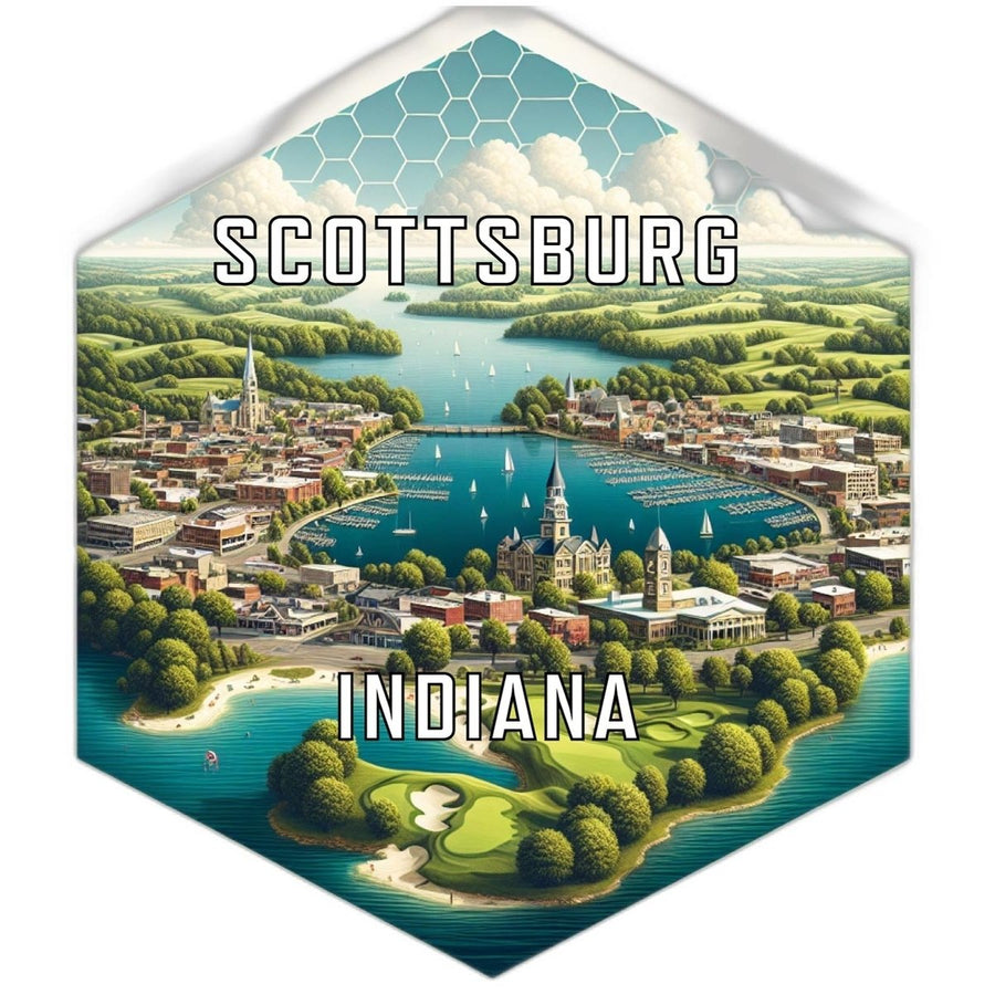 Scottsburg Indiana Souvenir Travel Destination Die Cut Hexagon Fridge Magnet Image 1