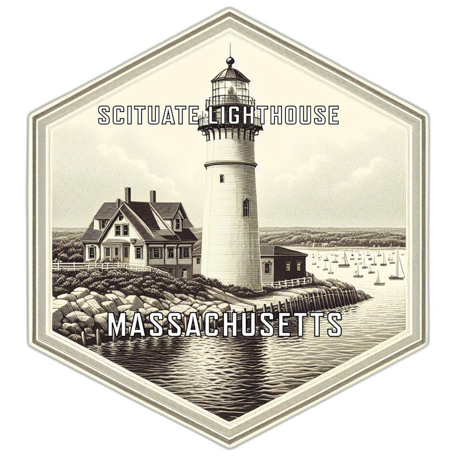 Scituate Lighthouse Massachusetts Souvenir Travel Destination Die Cut Hexagon Fridge Magnet Image 1