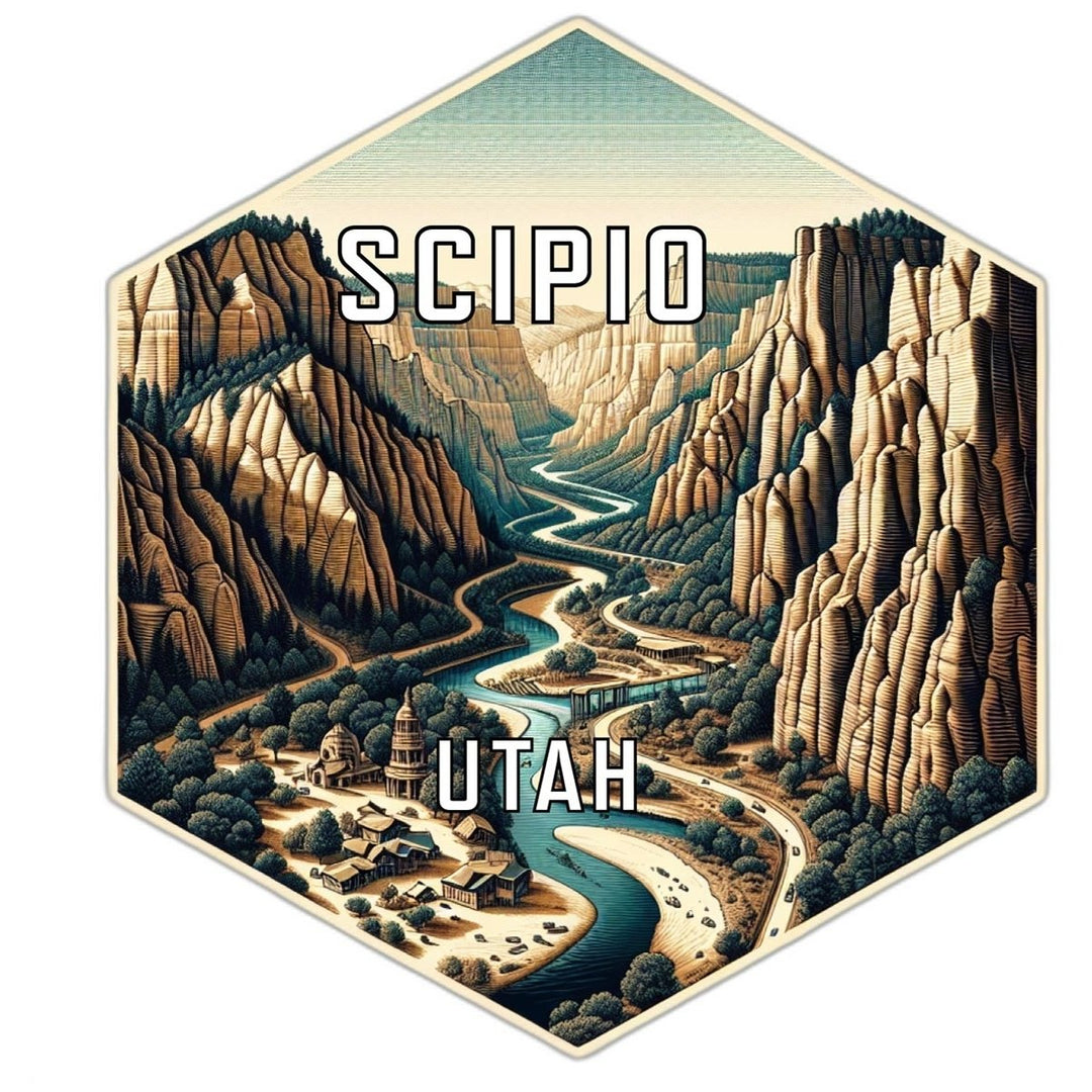 Scipio Utah Souvenir Travel Destination Die Cut Hexagon Fridge Magnet Image 1