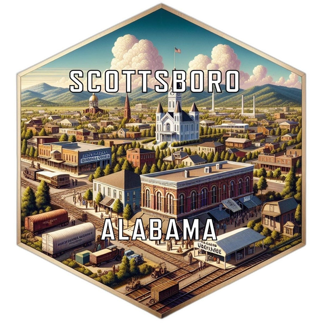 Scottsboro Alabama Souvenir Travel Destination Die Cut Hexagon Fridge Magnet Image 1