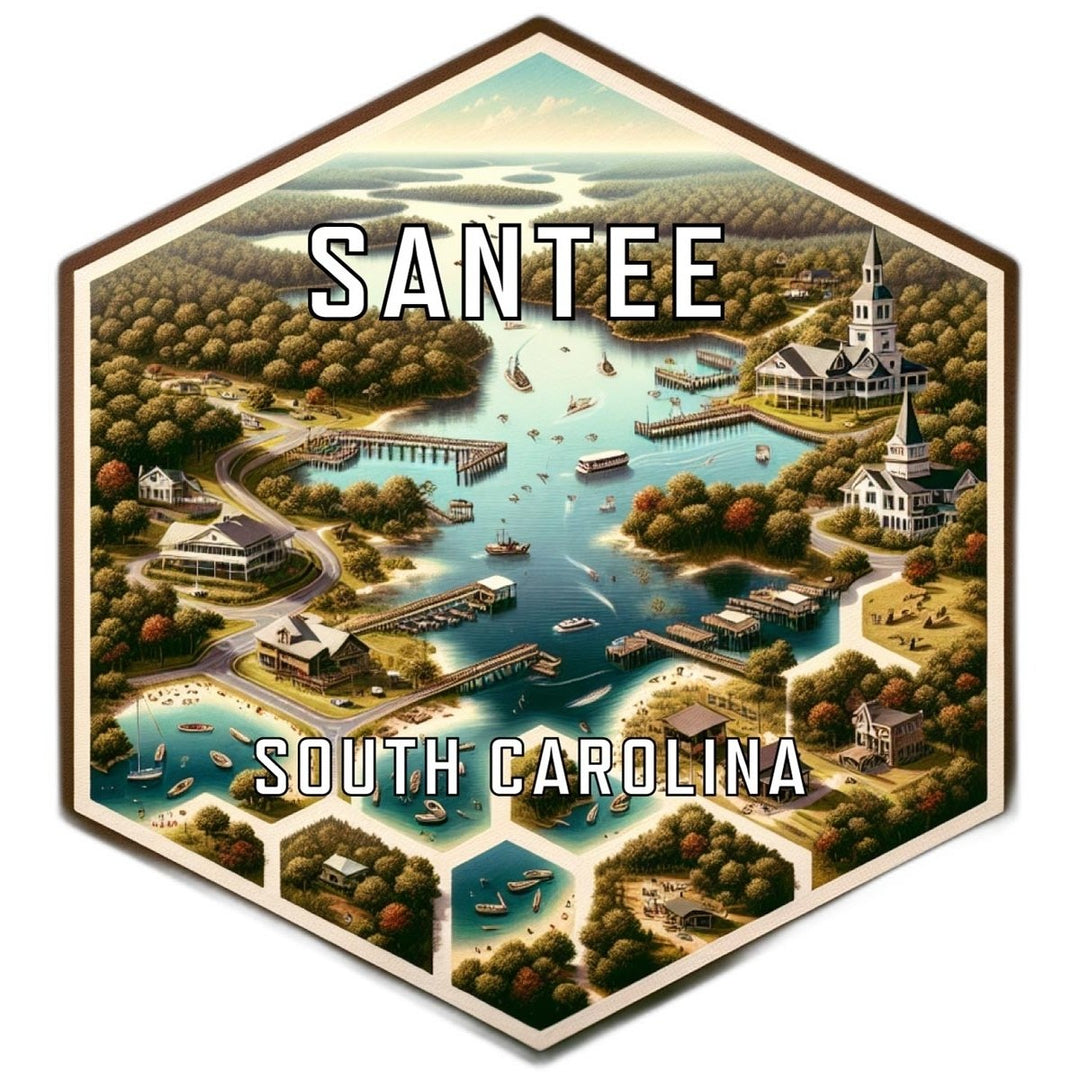 Santee South Carolina Souvenir Travel Destination Die Cut Hexagon Fridge Magnet Image 1