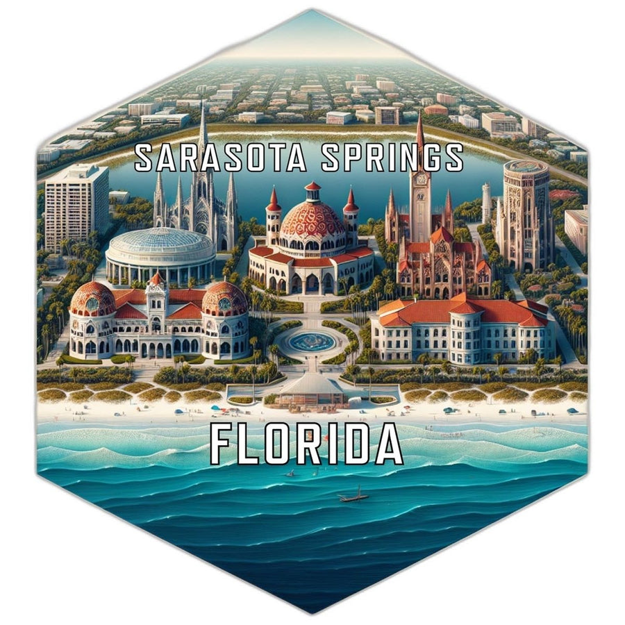 Sarasota Springs Florida Souvenir Travel Destination Die Cut Hexagon Fridge Magnet Image 1