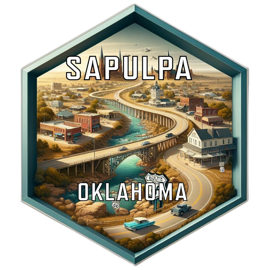 Sapulpa Oklahoma Souvenir Travel Destination Die Cut Hexagon Fridge Magnet Image 1