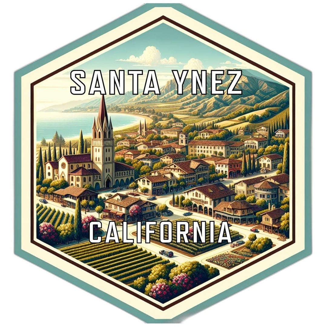 Santa Ynez California Souvenir Travel Destination Die Cut Hexagon Fridge Magnet Image 1