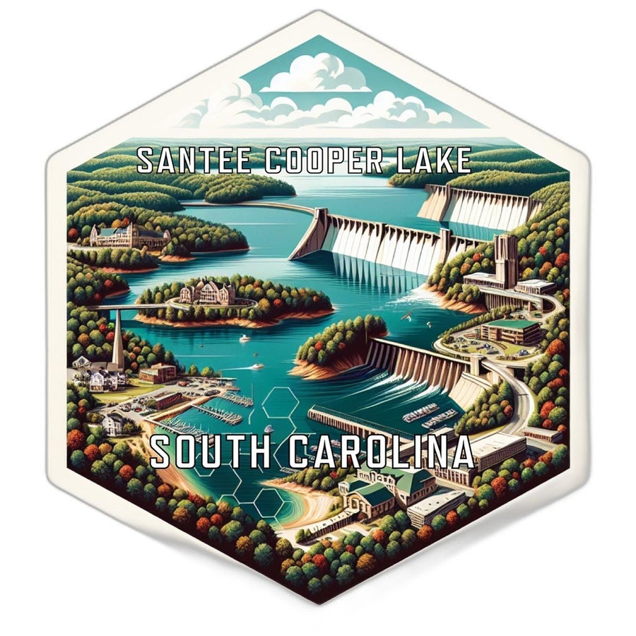 Santee Cooper Lake South Carolina Souvenir Travel Destination Die Cut Hexagon Fridge Magnet Image 1