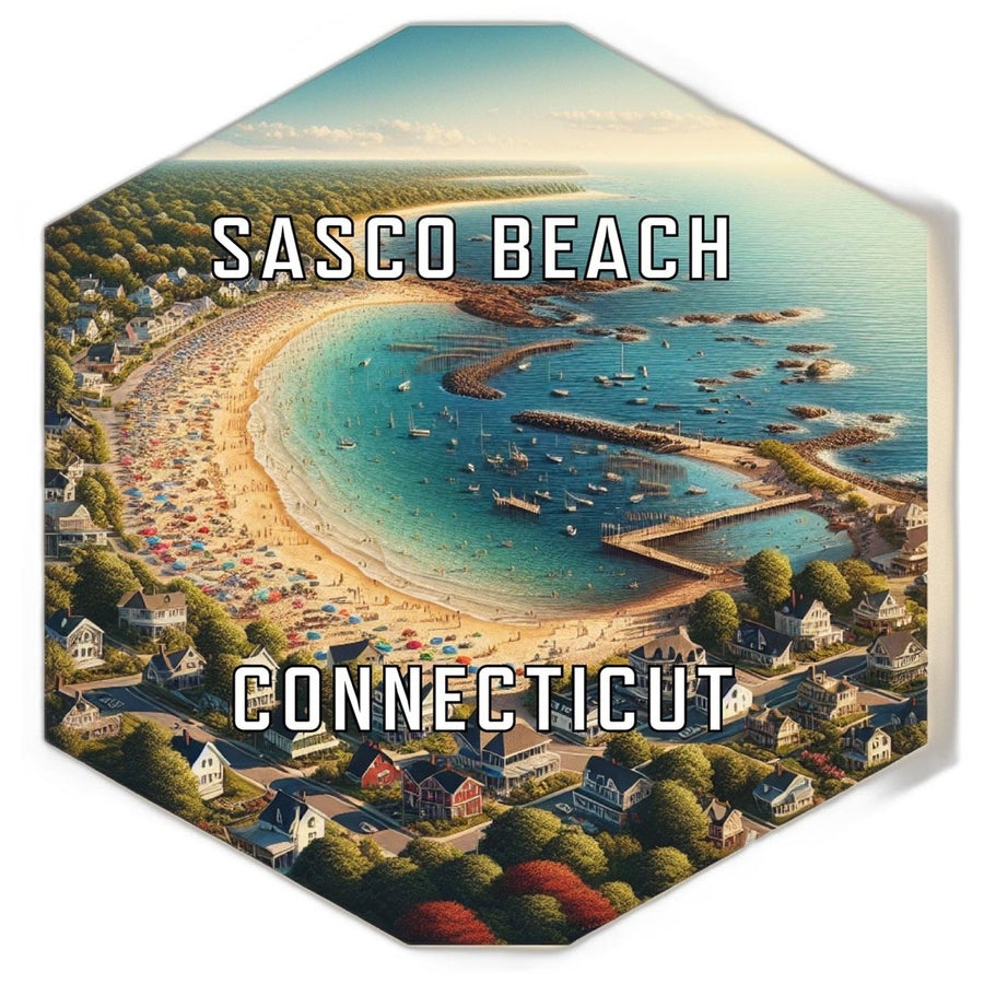 Sasco Beach Connecticut Souvenir Travel Destination Die Cut Hexagon Fridge Magnet Image 1