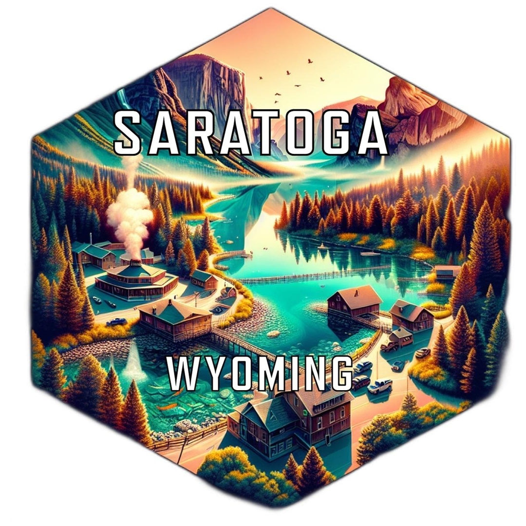 Saratoga Wyoming Souvenir Travel Destination Die Cut Hexagon Fridge Magnet Image 1