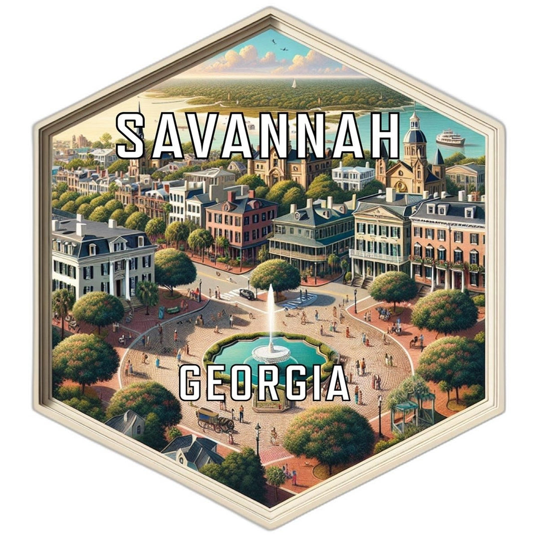 Savannah Georgia Souvenir Travel Destination Die Cut Hexagon Fridge Magnet Image 1