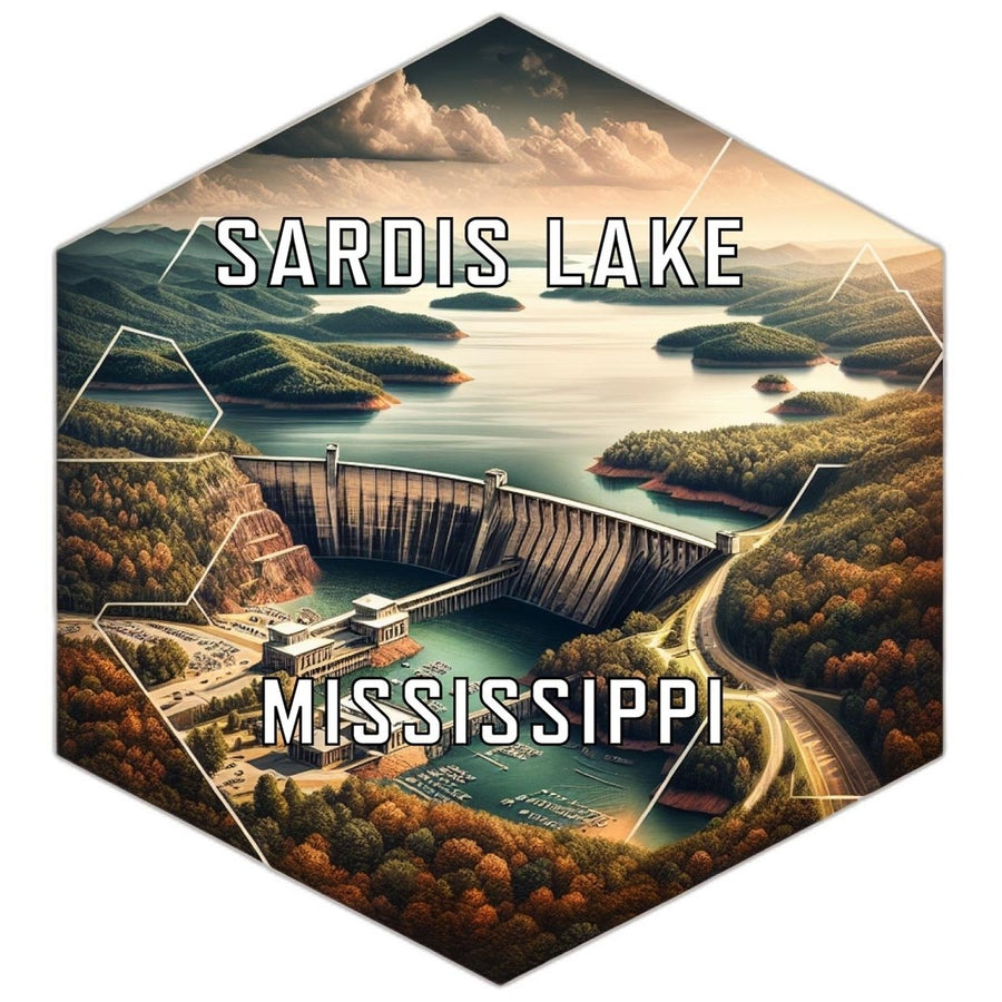 Sardis Lake Mississippi Souvenir Travel Destination Die Cut Hexagon Fridge Magnet Image 1