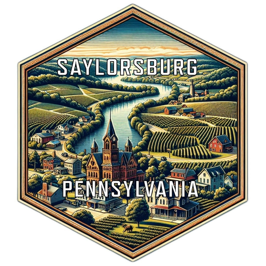 Saylorsburg Pennsylvania Souvenir Travel Destination Die Cut Hexagon Fridge Magnet Image 1