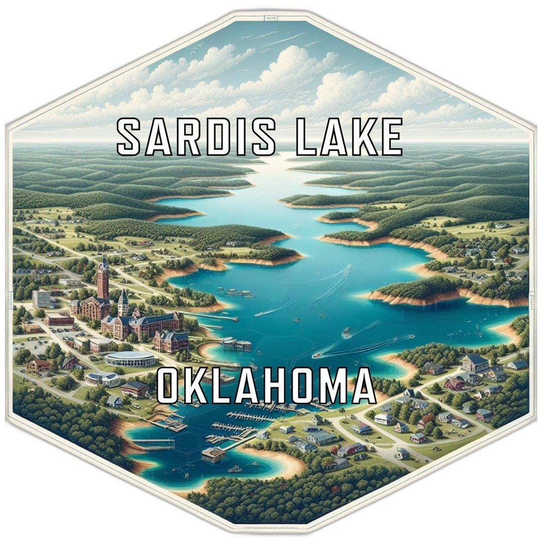 Sardis Lake Oklahoma Souvenir Travel Destination Die Cut Hexagon Fridge Magnet Image 1