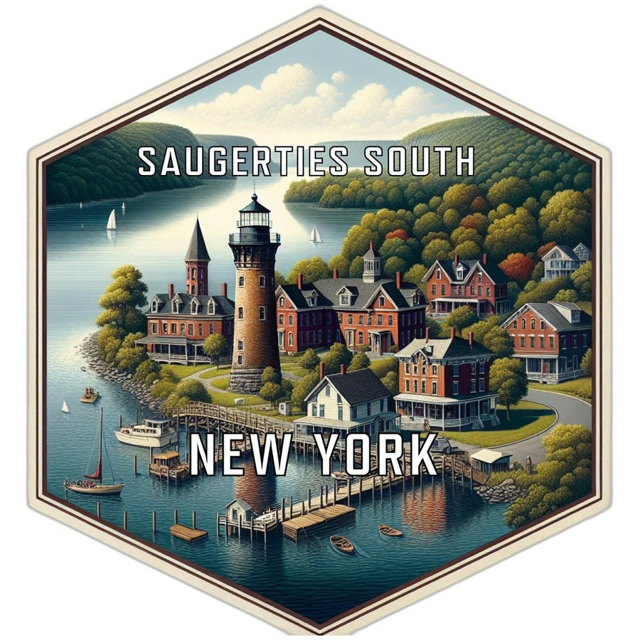 Saugerties South York Souvenir Travel Destination Die Cut Hexagon Fridge Magnet Image 1