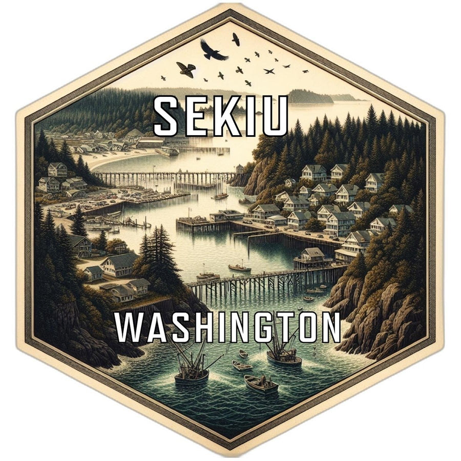 Sekiu Washington Souvenir Travel Destination Die Cut Hexagon Fridge Magnet Image 1