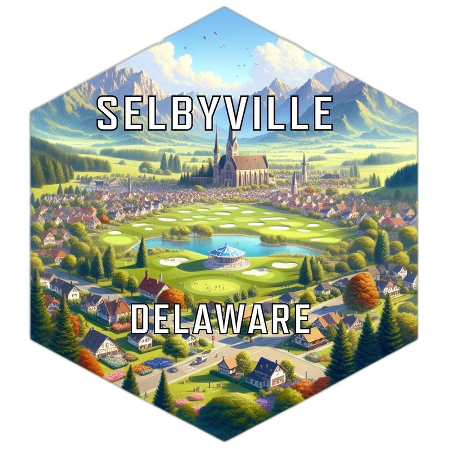 Selbyville Delaware Souvenir Travel Destination Die Cut Hexagon Fridge Magnet Image 1