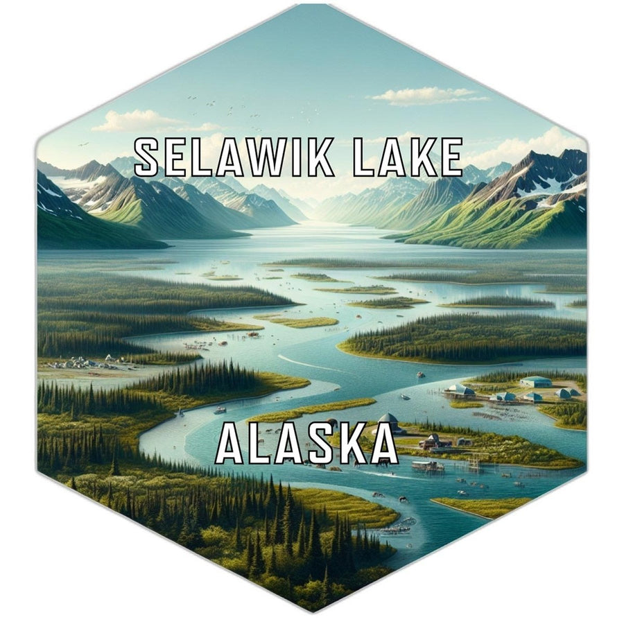 Selawik Lake Alaska Souvenir Travel Destination Die Cut Hexagon Fridge Magnet Image 1