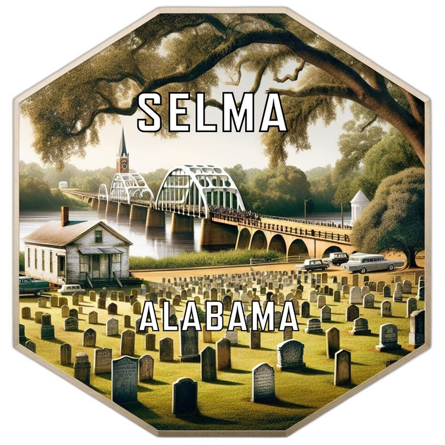 Selma Alabama Souvenir Travel Destination Die Cut Hexagon Fridge Magnet Image 1