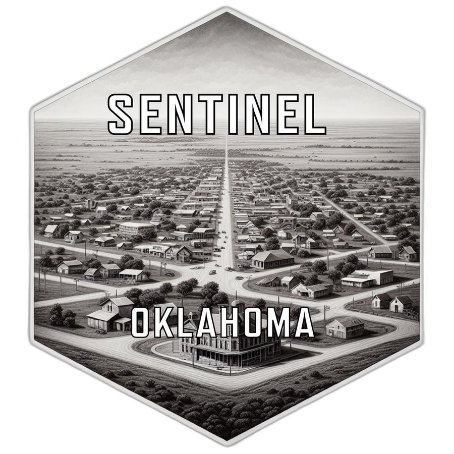 Sentinel Oklahoma Souvenir Travel Destination Die Cut Hexagon Fridge Magnet Image 1