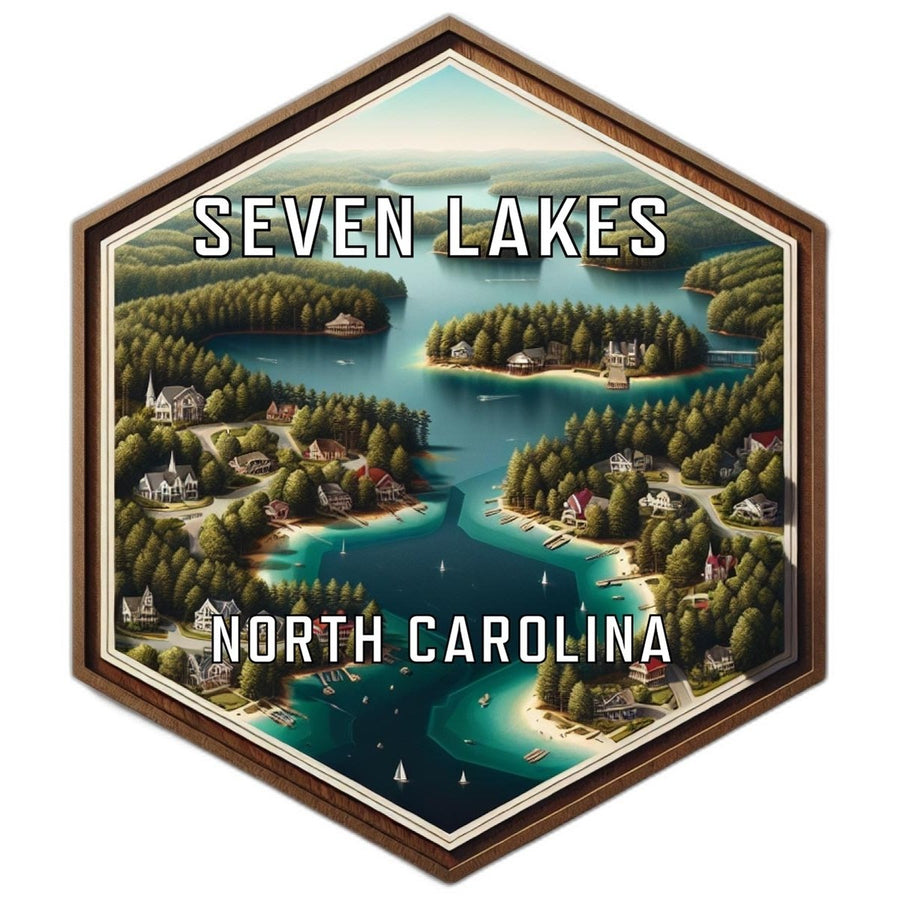 Seven Lakes North Carolina Souvenir Travel Destination Die Cut Hexagon Fridge Magnet Image 1