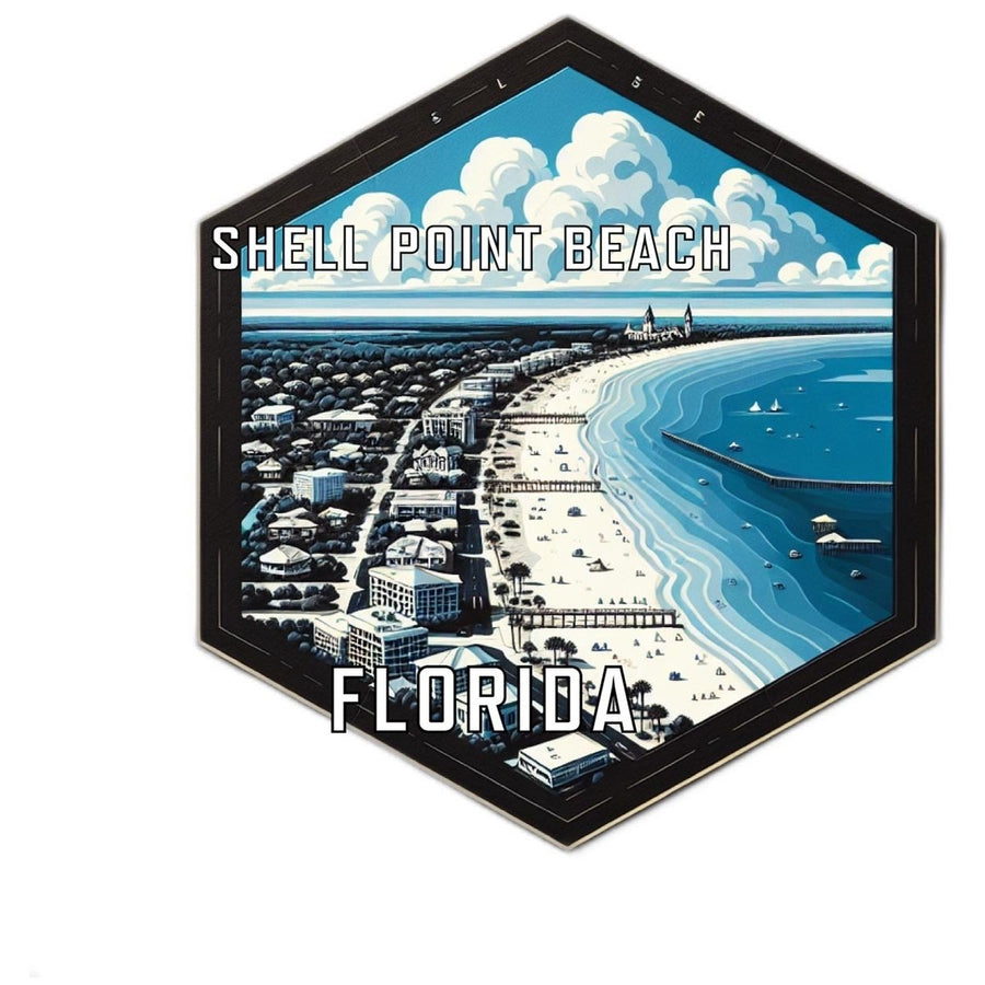 Shell Point Beach Florida Souvenir Travel Destination Die Cut Hexagon Fridge Magnet Image 1