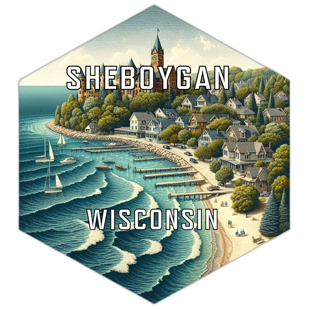 Sheboygan Wisconsin Souvenir Travel Destination Die Cut Hexagon Fridge Magnet Image 1