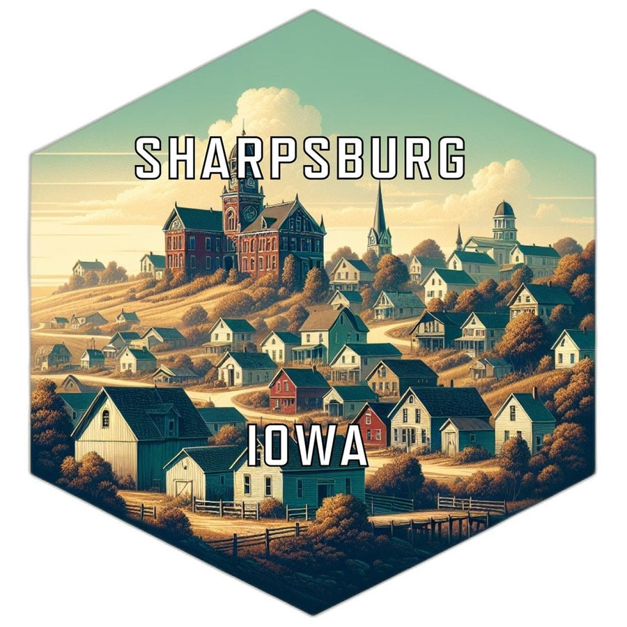 Sharpsburg Iowa Souvenir Travel Destination Die Cut Hexagon Fridge Magnet Image 1