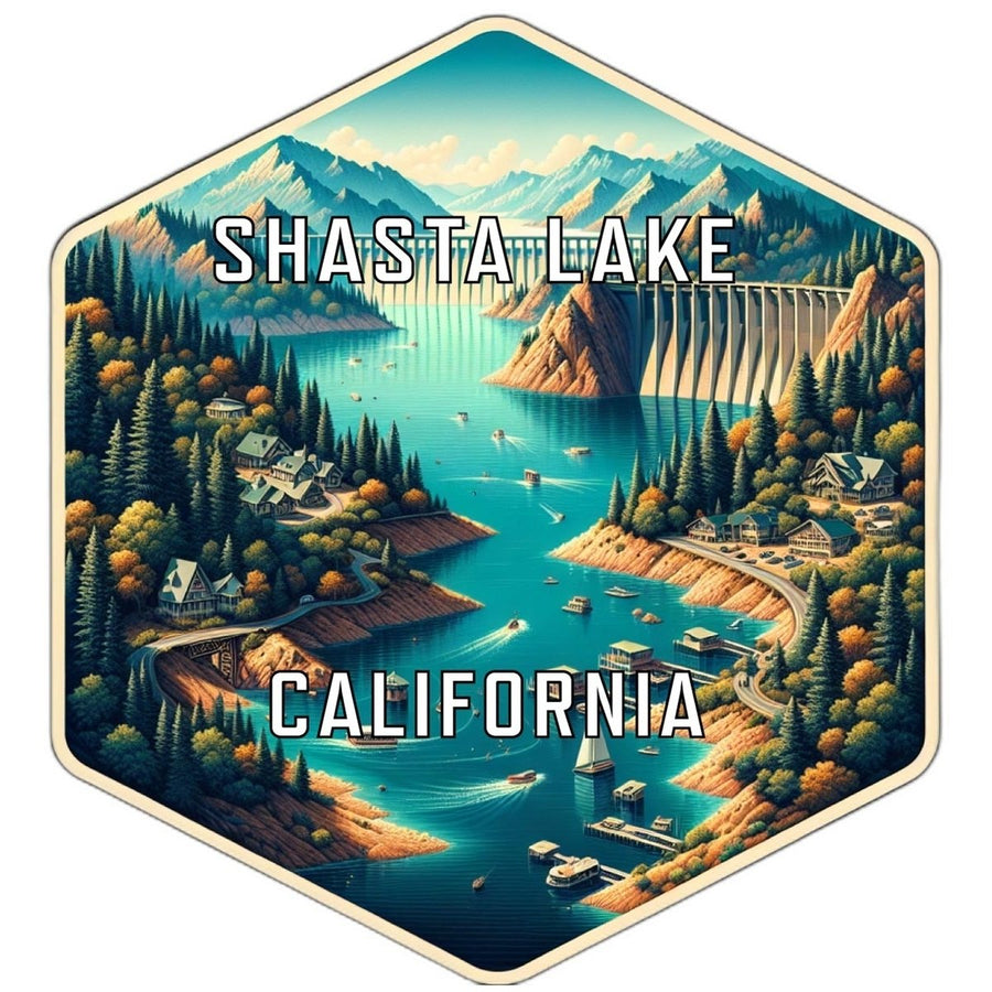 Shasta Lake California Souvenir Travel Destination Die Cut Hexagon Fridge Magnet Image 1