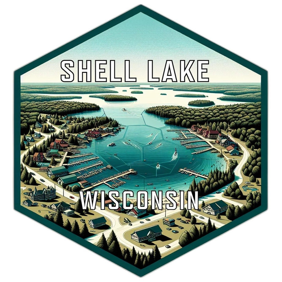 Shell Lake Wisconsin Souvenir Travel Destination Die Cut Hexagon Fridge Magnet Image 1