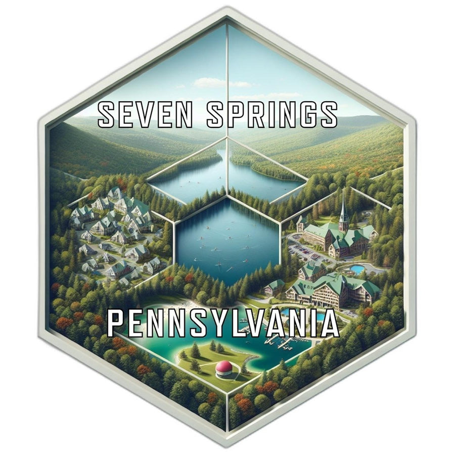 Seven Springs Pennsylvania Souvenir Travel Destination Die Cut Hexagon Fridge Magnet Image 1