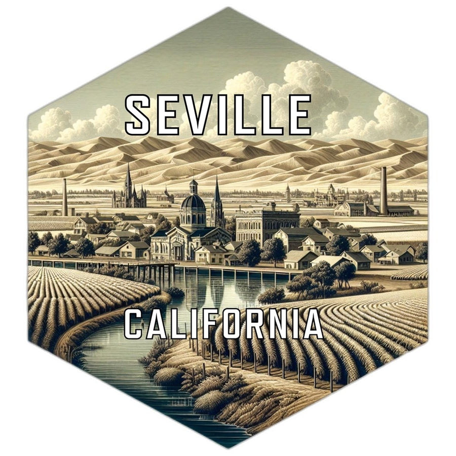 Seville California Souvenir Travel Destination Die Cut Hexagon Fridge Magnet Image 1