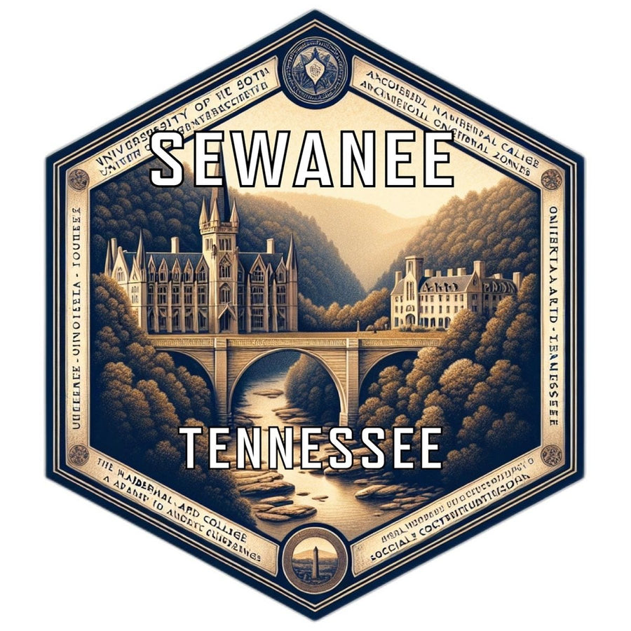 Sewanee Tennessee Souvenir Travel Destination Die Cut Hexagon Fridge Magnet Image 1