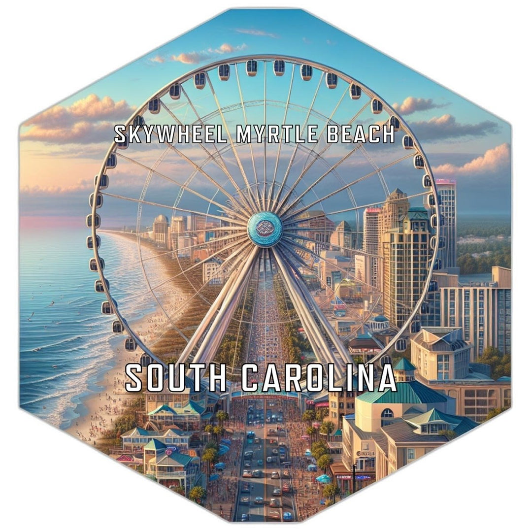 Skywheel Myrtle Beach South Carolina Souvenir Travel Destination Die Cut Hexagon Fridge Magnet Image 1