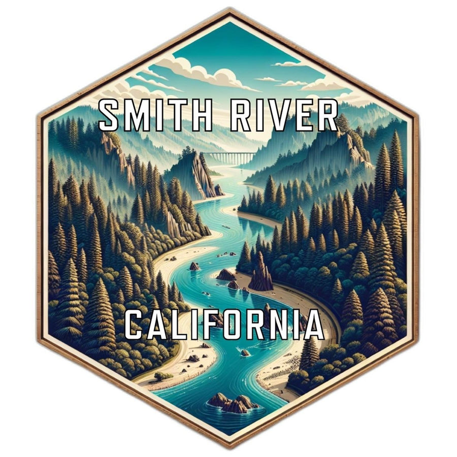 Smith River California Souvenir Travel Destination Die Cut Hexagon Fridge Magnet Image 1