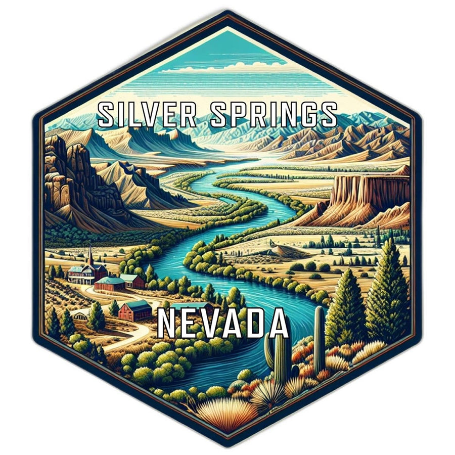 Silver Springs Nevada Souvenir Travel Destination Die Cut Hexagon Fridge Magnet Image 1