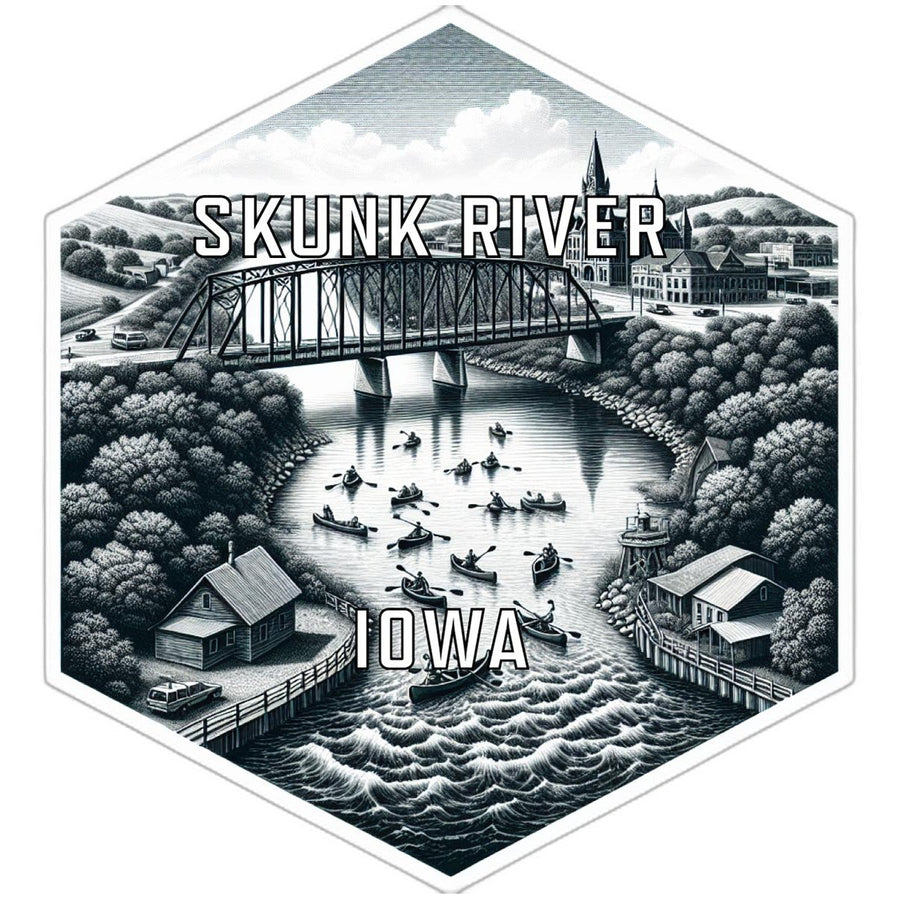 Skunk River Iowa Souvenir Travel Destination Die Cut Hexagon Fridge Magnet Image 1