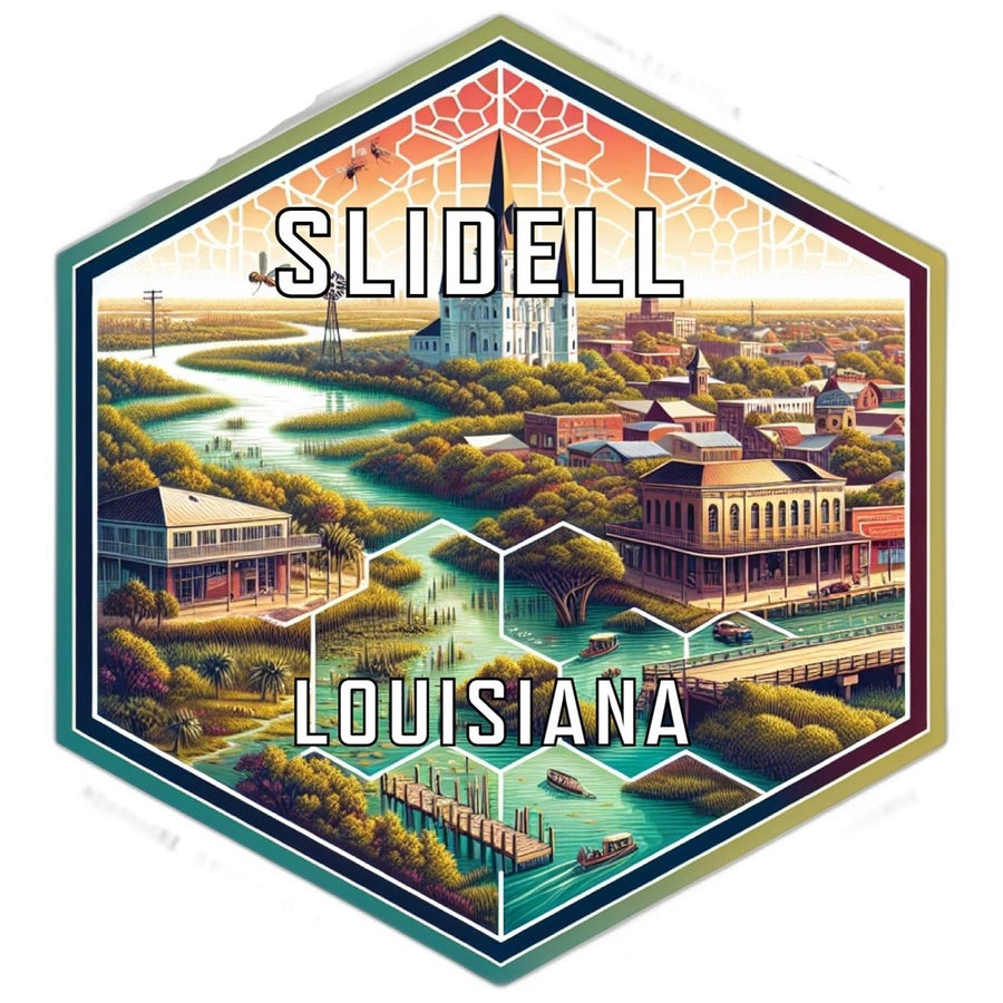 Slidell Louisiana Souvenir Travel Destination Die Cut Hexagon Fridge Magnet Image 1