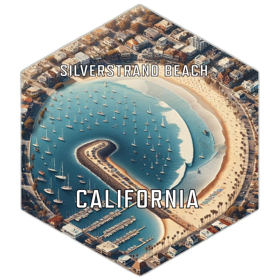 Silverstrand Beach California Souvenir Travel Destination Die Cut Hexagon Fridge Magnet Image 1