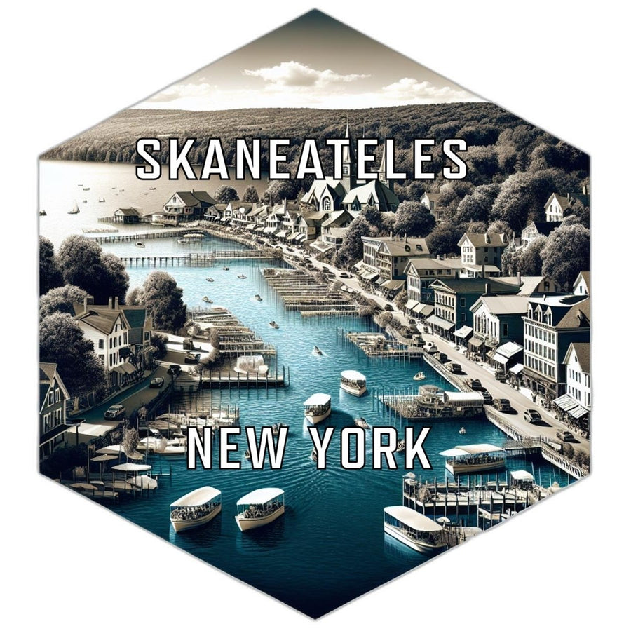 Skaneateles York Souvenir Travel Destination Die Cut Hexagon Fridge Magnet Image 1