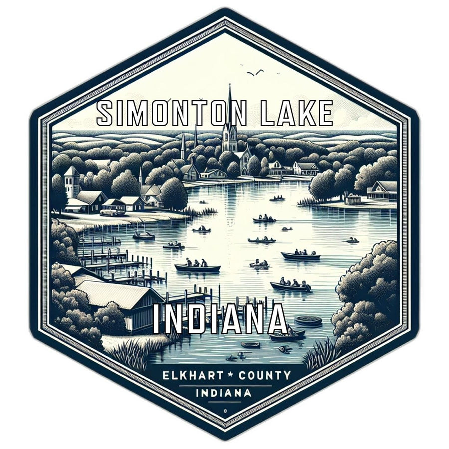 Simonton Lake Indiana Souvenir Travel Destination Die Cut Hexagon Fridge Magnet Image 1