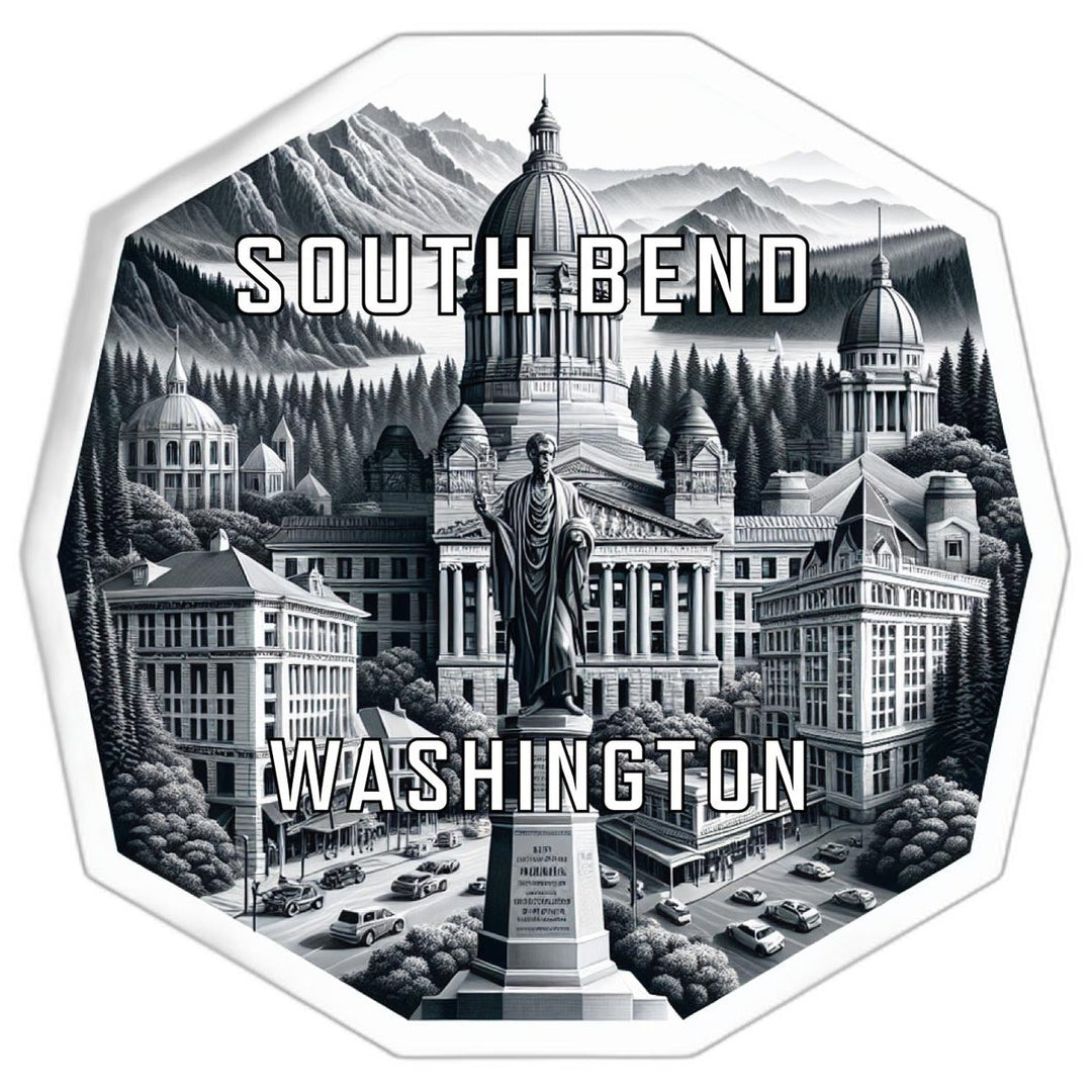 South Bend Washington Souvenir Travel Destination Die Cut Hexagon Fridge Magnet Image 1