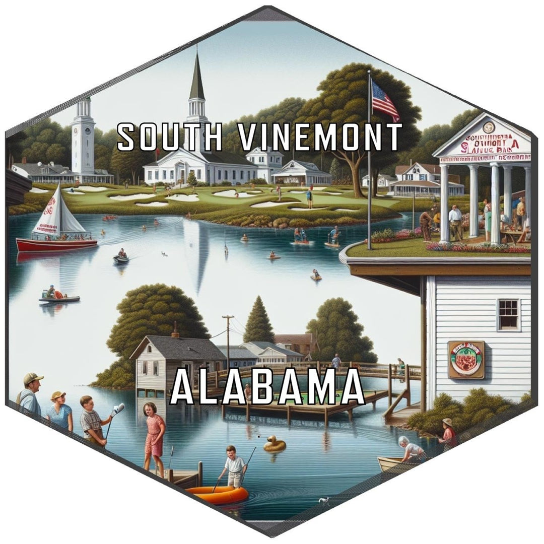 South Vinemont Alabama Souvenir Travel Destination Die Cut Hexagon Fridge Magnet Image 1