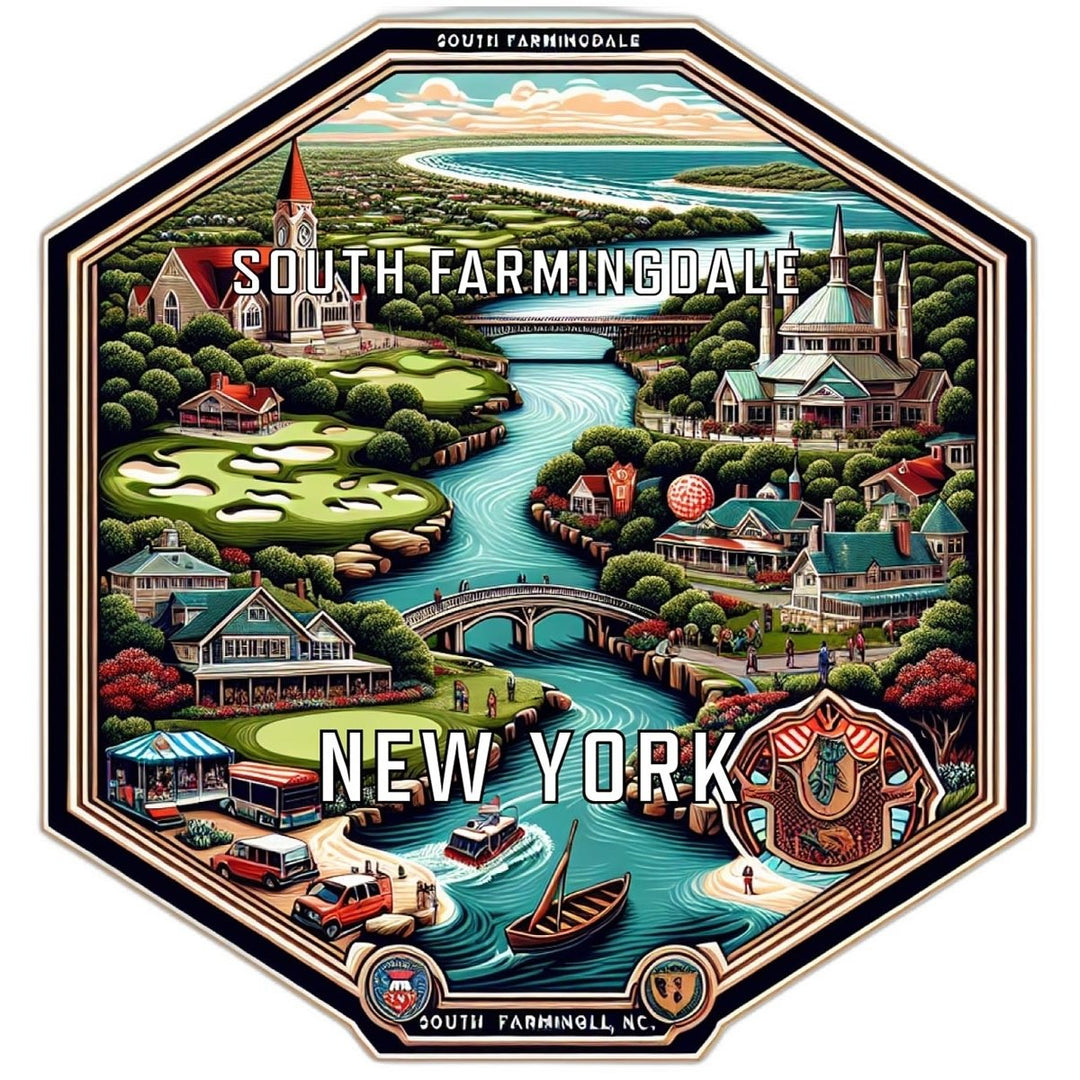 South Farmingdale York Souvenir Travel Destination Die Cut Hexagon Fridge Magnet Image 1