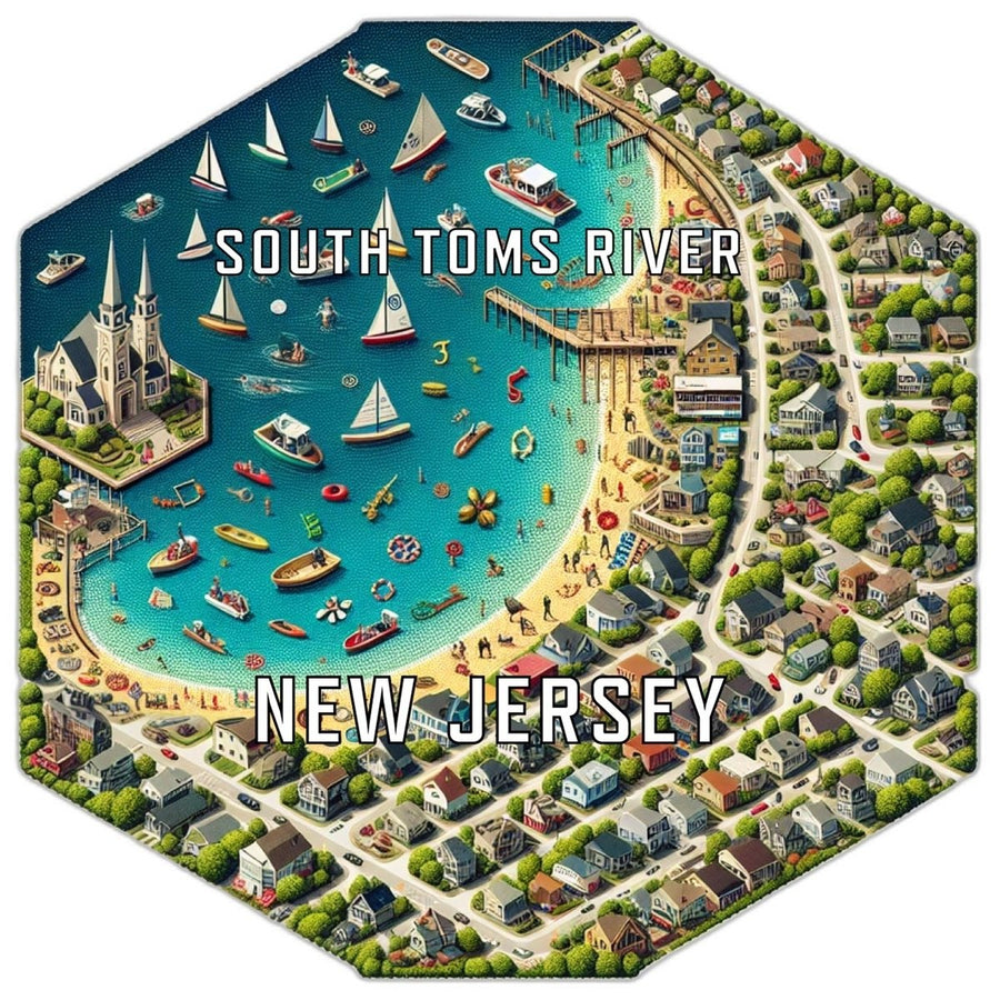 South Toms River Jersey Souvenir Travel Destination Die Cut Hexagon Fridge Magnet Image 1