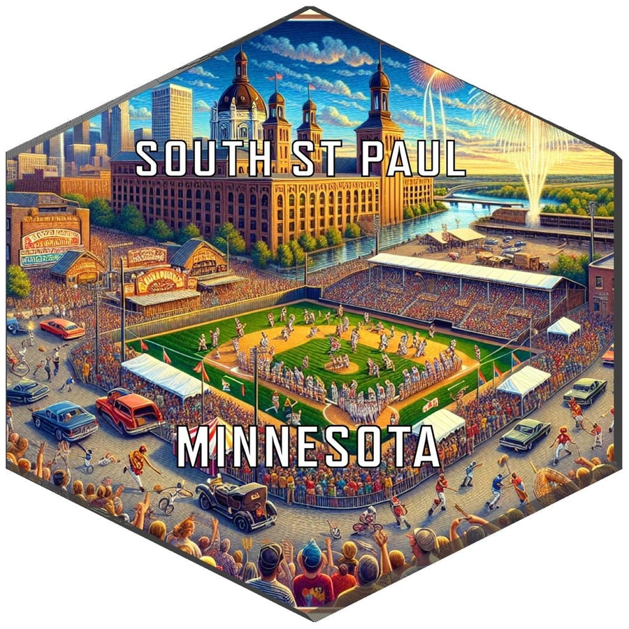 South St Paul Minnesota Souvenir Travel Destination Die Cut Hexagon Fridge Magnet Image 1