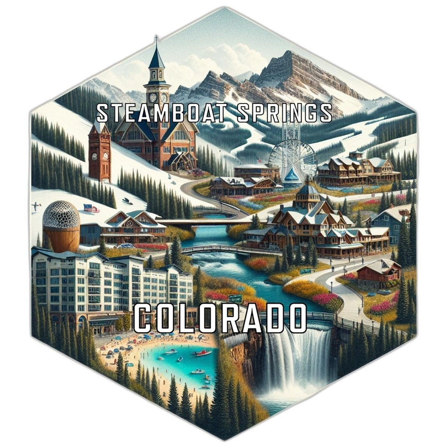 Steamboat Springs Colorado Souvenir Travel Destination Die Cut Hexagon Fridge Magnet Image 1