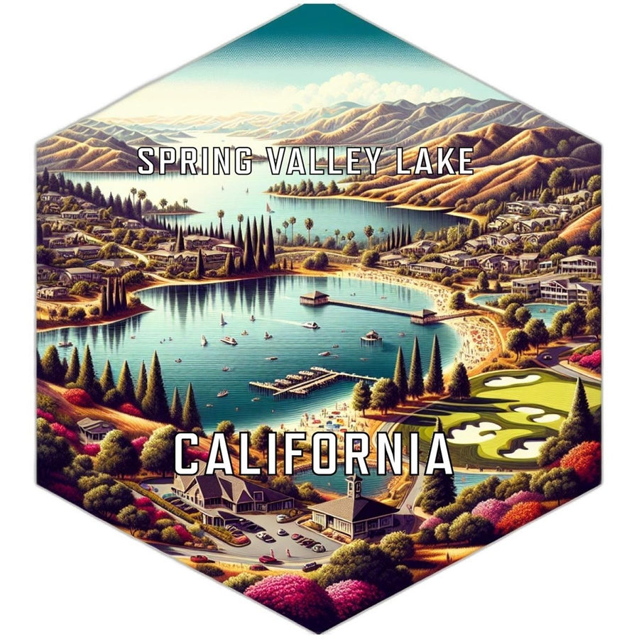 Spring Valley Lake California Souvenir Travel Destination Die Cut Hexagon Fridge Magnet Image 1