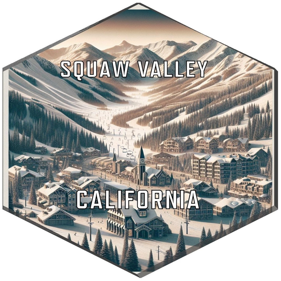 Squaw Valley California Souvenir Travel Destination Die Cut Hexagon Fridge Magnet Image 1