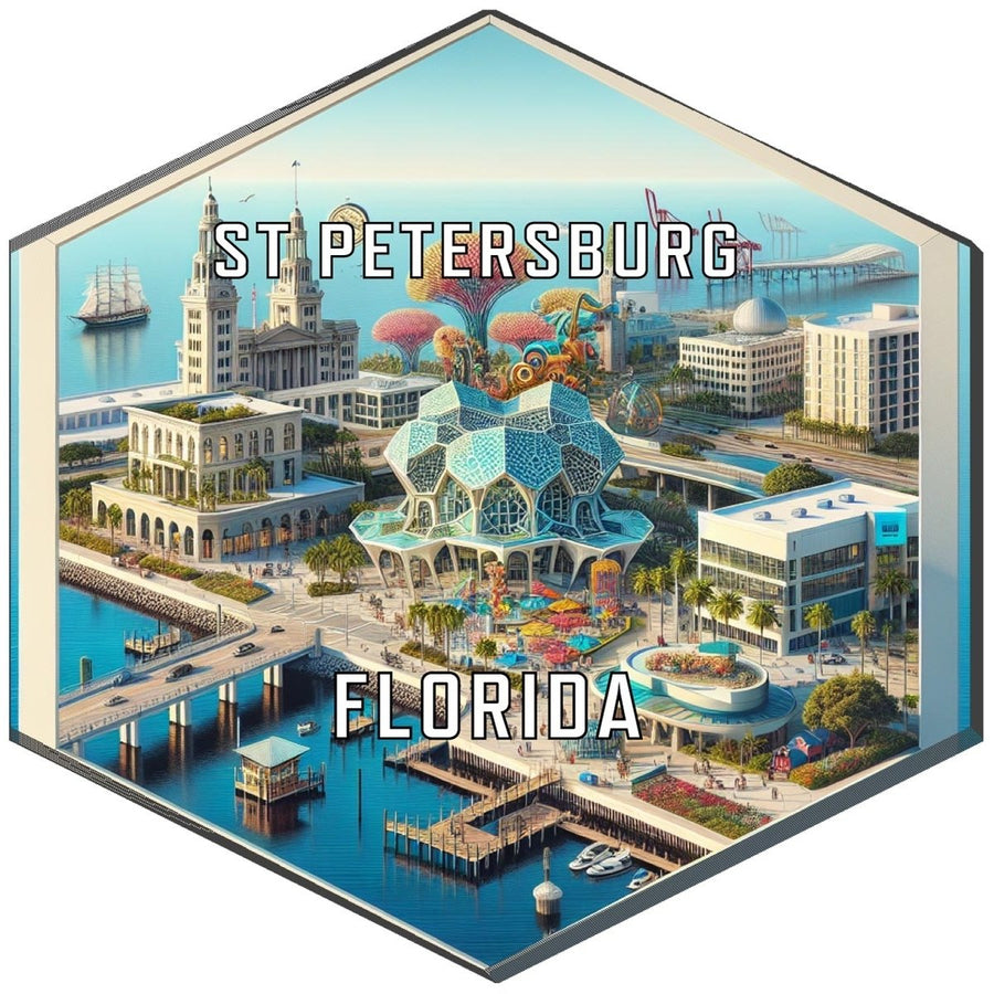 St Petersburg Florida Souvenir Travel Destination Die Cut Hexagon Fridge Magnet Image 1