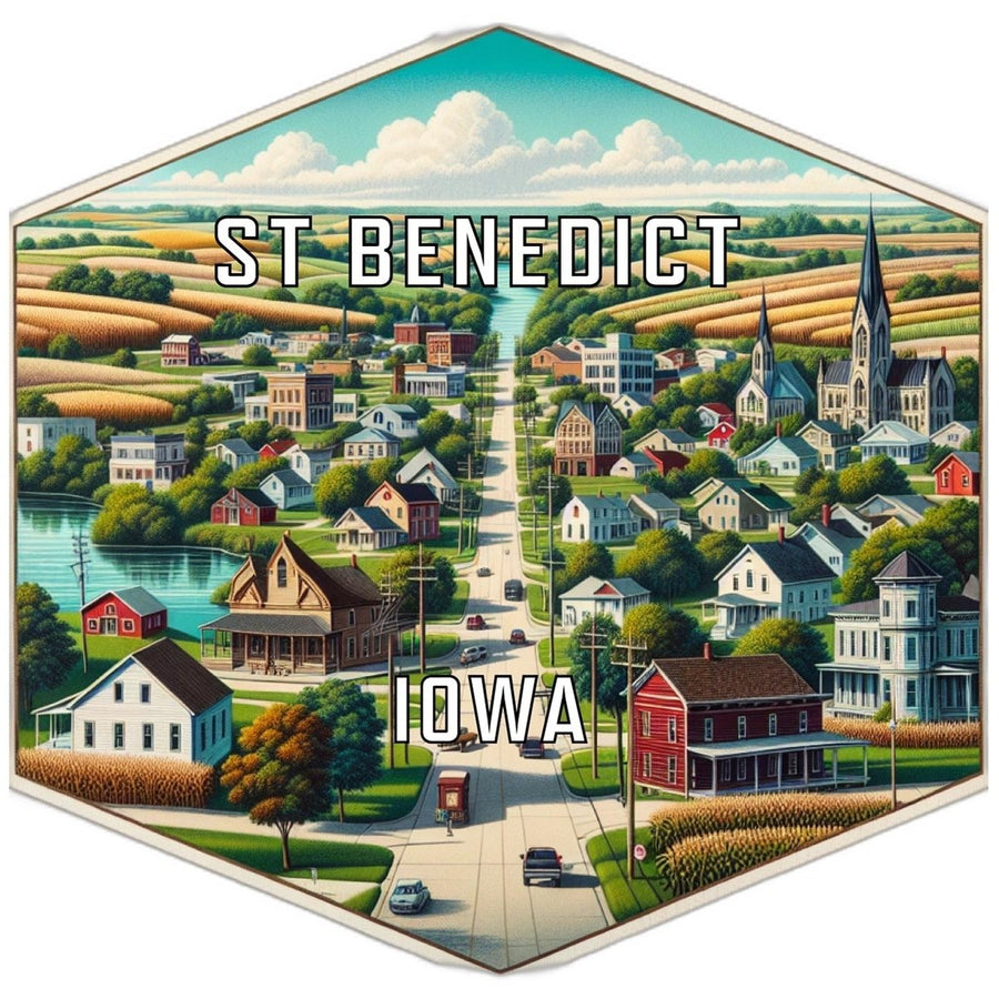 St Benedict Iowa Souvenir Travel Destination Die Cut Hexagon Fridge Magnet Image 1