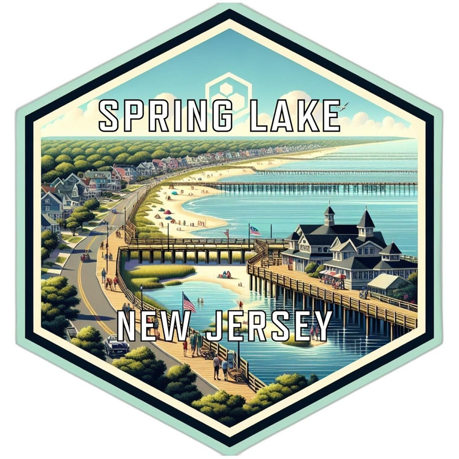 Spring Lake Jersey Souvenir Travel Destination Die Cut Hexagon Fridge Magnet Image 1