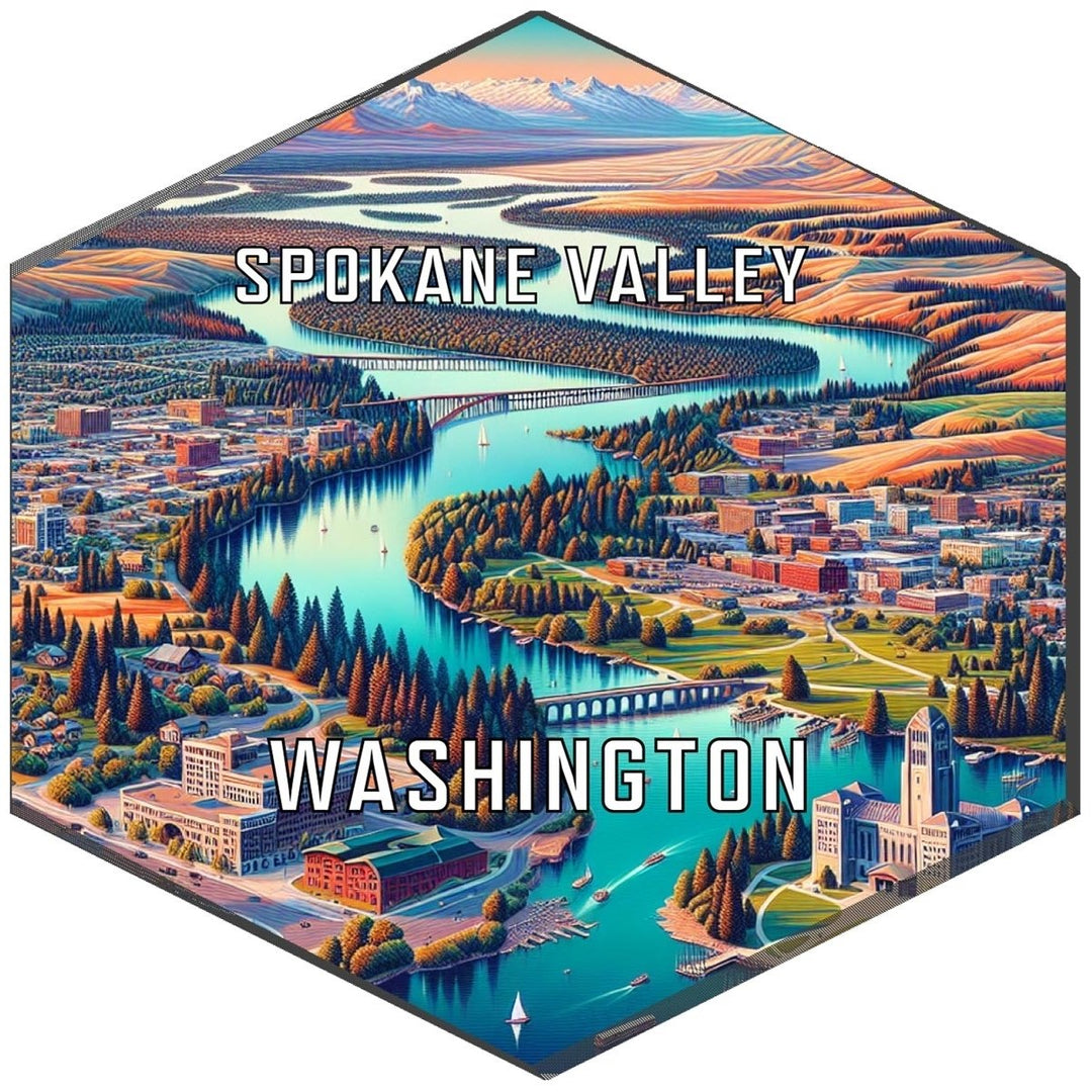 Spokane Valley Washington Souvenir Travel Destination Die Cut Hexagon Fridge Magnet Image 1